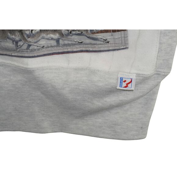 Vintage Wolf Wildlife Graphic Patch Crewneck Sweatshirt XXL USA Made - Picture 4 of 7